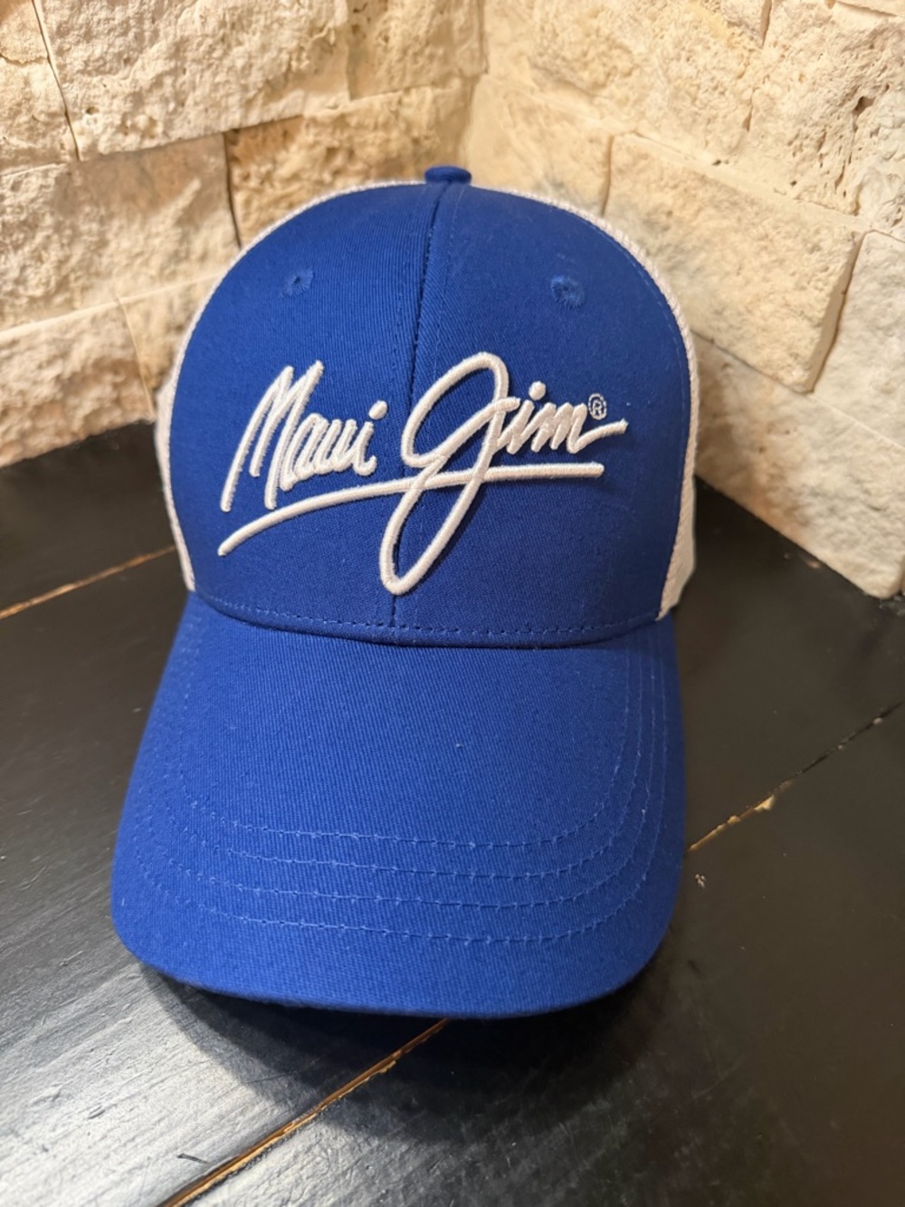 Maui Jim Hat Cap Strap Back Mens One Size Blue White Trucker Mesh Everyday Norm